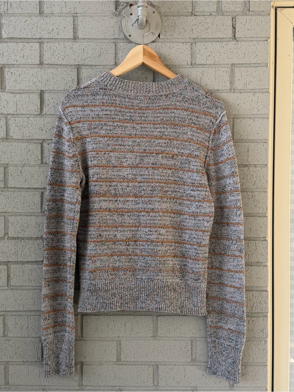Free People Gray Marled Chevron Knit Crewneck Sweater Women’s Medium - Picture 5 of 13